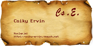 Csiky Ervin névjegykártya